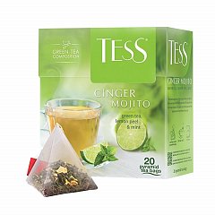Чай TESS (Тесс) "Ginger Mojito", зеленый с ароматом мяты и лайма, 20 пирамидок по 1,8 г, 0788-12 фото