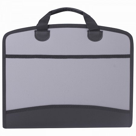 Папка-портфель пластиковая BRAUBERG А4+ (375х305х60 мм), 4 отделения, 2 кармана, серая, 228685 фото