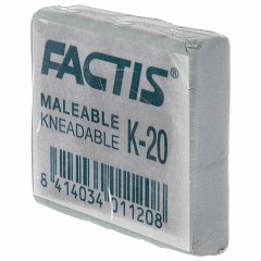 Ластик-клячка художественный FACTIS K 20 (Испания), 37х29х10 мм, супермягкий, серый, CCFK20 фото