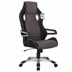 Кресло компьютерное BRABIX "Techno GM-002", ткань, черное/серое, вставки белые, 531815 фото