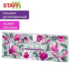 Планинг датированный 2026 285х112мм, STAFF, гребень, картонная обложка, 64л, Сад магнолий, 117365 фото