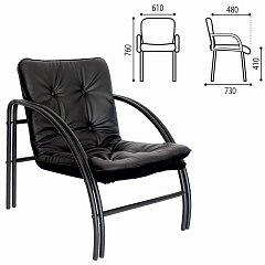 Кресло "Аксель", 610х730х760 мм, на металлическом каркасе, кожзам, черное фото