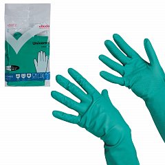 Перчатки хозяйственные нитриловые VILEDA, универсальные, антиаллергенные, размер L (большой), зеленые, 100802 фото