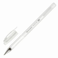 Ручка гелевая BRAUBERG "White Pastel", БЕЛАЯ, корпус прозрачный, узел 1 мм, линия письма 0,5 мм, 143417 фото