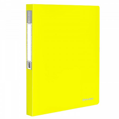 Папка 40 вкладышей BRAUBERG "Neon", 25 мм, неоновая желтая, 700 мкм, 227453 фото