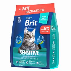 Брит Premium Cat Sensitive сух. с ягн, и инд. д/взр кошек с чув.Пищ. 2кг (+ 500г в ПОДАРОК) 5049738A фото