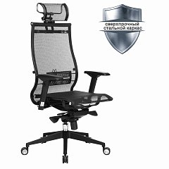 Кресло офисное МЕТТА "SAMURAI" Black Edition, сверхпрочная сетка, регулируемое, черное фото