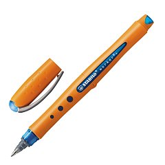 Ручка-роллер STABILO "Worker", СИНЯЯ, оранжевый корпус "soft-touch", узел 0,7 мм, линия письма 0,5 мм, 2018/41 фото