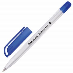 Ручка шариковая масляная BRAUBERG "Olive Pen", СИНЯЯ, корпус прозрачный, 0,7 мм, линия 0,35 мм, 141476 фото