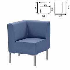 Кресло мягкое угловое "Хост" М-43, 620х620х780 мм, без подлокотников, экокожа, голубое фото