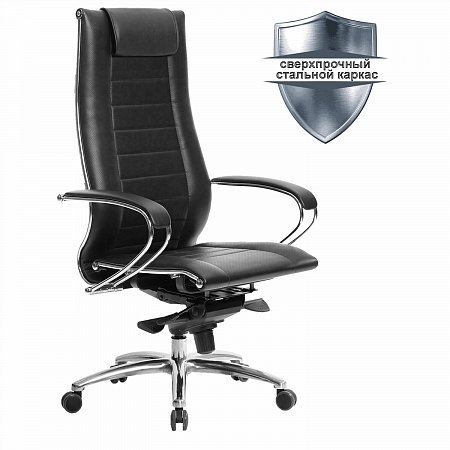 Кресло офисное МЕТТА "SAMURAI" Lux 2, рецик. кожа, регулируемое сиденье, черное фото