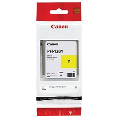 Картридж струйный CANON (PFI-120Y) для imagePROGRAF TM-200/205/300/305, желтый, 130 мл, оригинальный, 2888C001 фото