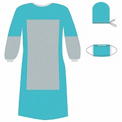 Комплект одноразовой одежды для хирурга КХ-03, с усиленной защитой, стерильный, 3 предмета, ГЕКСА фото