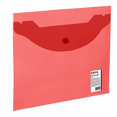 Папка-конверт с кнопкой МАЛОГО ФОРМАТА (240х190 мм), А5, прозрачная, красная, 0,15 мм, STAFF, 270465 фото