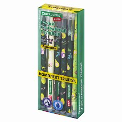 Ручки стираемые гелевые BRAUBERG KIDS "AVOCADO", СИНИЕ, КОМПЛЕКТ 12 ШТУК, игольчатый наконечник 0,5 мм, линия 0,35 мм, 144100 фото