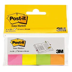 Закладки клейкие POST-IT, бумажные, 20 мм, 4 цвета х 50 шт., 670-4N фото