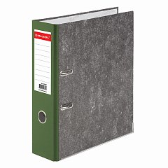 Папка-регистратор BRAUBERG, усиленный корешок, мраморное покрытие, 80 мм, с уголком, зеленая, 228030 фото