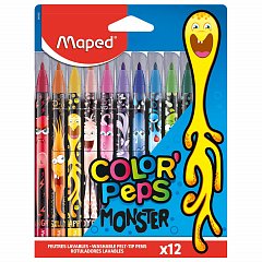 Фломастеры MAPED COLOR PEP'S Monster, 12 цветов, смываемые, вентилируемый колпачок, 845400 фото