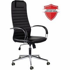 Кресло офисное BRABIX "Pilot EX-610 CH" premium, хром, кожзам, черное, 532418 фото