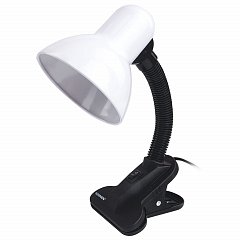 Настольная лампа-светильник SONNEN OU-108, на прищепке, цоколь Е27, белый, 236678 фото