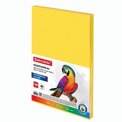 Бумага цветная BRAUBERG, А4, 80 г/м2, 100 л., интенсив, желтая, для офисной техники, 112450 фото