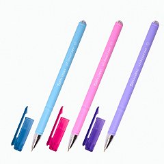 Ручка шариковая масляная BRAUBERG "FRUITY Pastel", СИНЯЯ, soft-touch, узел 0,7 мм, линия письма 0,35 мм, 142958, OBP322 фото
