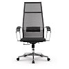 Кресло офисное МЕТТА "К-7" хром, прочная сетка, сиденье и спинка регулируемые, черное