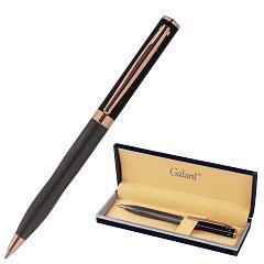 Ручка подарочная шариковая GALANT "FACTURA", корпус черный/оружейный металл, детали розовое золото, узел 0,7 мм, синяя, 143513 фото