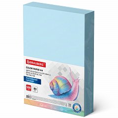 Бумага цветная BRAUBERG, А4, 80 г/м2, 500 л., пастель, голубая, для офисной техники,, 115218 фото
