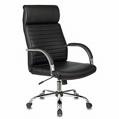 Кресло офисное T-8010N, хром, экокожа, черное, 1365103 фото