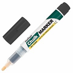 Маркер меловой MUNHWA "Chalk Marker", 3 мм, ЧЕРНЫЙ, сухостираемый, для гладких поверхностей, CM-01 фото