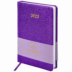 Ежедневник датированный 2023 А5 138x213 мм BRAUBERG "Sparkle", под кожу, блестки, фиолетовый, 114112 фото