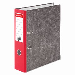 Папка-регистратор BRAUBERG, усиленный корешок, мраморное покрытие, 80 мм, с уголком, красная, 228029 фото