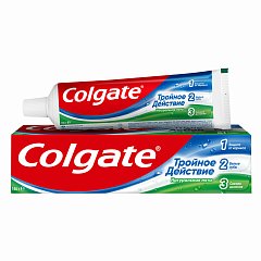Зубная паста 100мл COLGATE "Натуральная мята", тройное действие, с фторидом, ш/к 2899, 7891024128992 фото