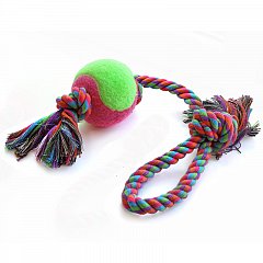 Игрушка для собак "Верёвка с петлей, 2 узла и мяч", d65/430мм, Triol фото