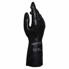 Перчатки латексно-неопреновые MAPA Technic/UltraNeo 420, хлопчатобумажное напыление, размер 7 (S), черные фото