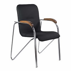 Кресло для приемных и переговорных BRABIX "Samba CF-103", хром, орех (D-8), к/з черный, собрано, 532756 фото