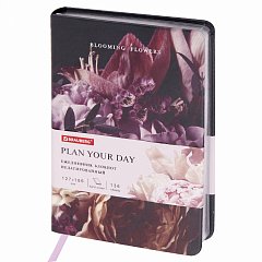 Ежедневник недатированный B6 (127х186 мм), BRAUBERG VISTA, под кожу, твердый, срез фольга, 136 л., "Flowers", 112109 фото