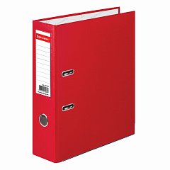 Папка-регистратор BRAUBERG с покрытием из ПВХ, 80 мм, с уголком, красная (удвоенный срок службы), 227192 фото