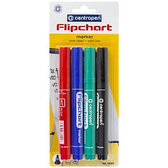 Маркеры для бумажного флипчарта CENTROPEN, НАБОР 4 ЦВЕТА, НЕПРОПИТЫВАЮЩИЕ, 2,5 мм, 8550/4, 5 8550 0402 фото