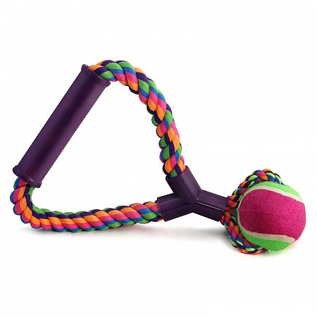 Игрушка для собак "Верёвка с ручкой, мяч", d65/250мм, Triol фото