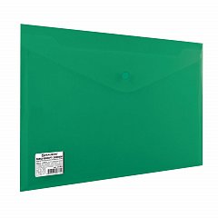 Папка-конверт с кнопкой BRAUBERG, А4, до 100 листов, непрозрачная, зеленая, СВЕРХПРОЧНАЯ 0,2 мм, 221363 фото