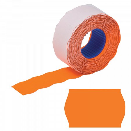 Этикет-лента 26х12 мм, волна, оранжевая, комплект 5 рулонов по 800 шт., BRAUBERG, 123578 фото