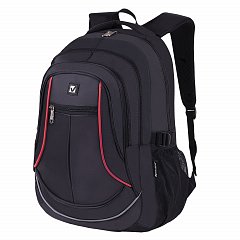 Рюкзак BRAUBERG универсальный, 3 отделения, черный, красные детали, 46х31х18см, ххххх, 271651 фото