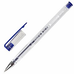 Ручка гелевая STAFF "Basic" GP-789, СИНЯЯ, корпус прозрачный, хромированные детали, узел 0,5 мм, 142788 фото