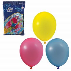 Шары воздушные 10" (25 см), комплект 100 шт., 12 пастельных цветов, в пакете, 1101-0003 фото
