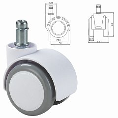 Колеса (ролики) BRABIX для кресла, прорезиненные, SLIM, КОМПЛЕКТ 5шт, шток d11мм, белые, 533086 фото