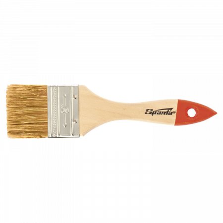 Кисть плоская 50 мм, натуральная щетина, деревянная ручка, для масляных красок, лаков, SPARTA, 824305 фото