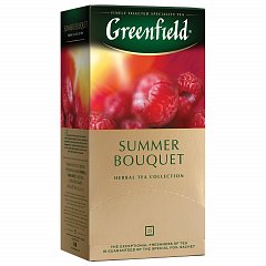 Чай GREENFIELD (Гринфилд) "Summer Bouquet", фруктовый (малина, шиповник), 25 пакетиков в конвертах по 1,5 г, 0433 фото