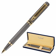 Ручка подарочная шариковая GALANT "Dark Chrome", корпус матовый хром, золотистые детали, пишущий узел 0,7 мм, синяя, 140397 фото
